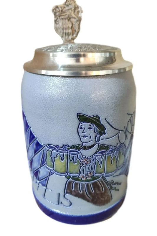 Oktoberfest 1989 salt-glazed 0.5 liter beer mug Montag Steins & Clocks