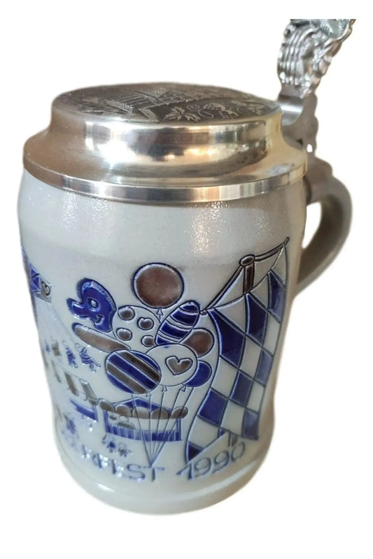 Oktoberfest 1991 salt-glazed 0.5 liter beer mug Montag Steins & Clocks