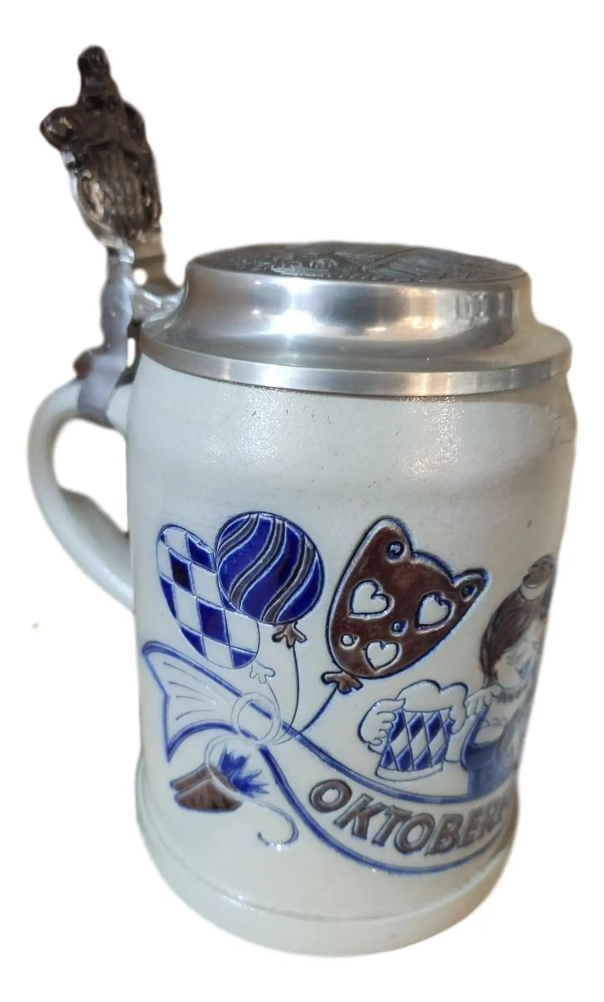 Oktoberfest 1991 salt-glazed 0.5 liter beer mug Montag Steins & Clocks