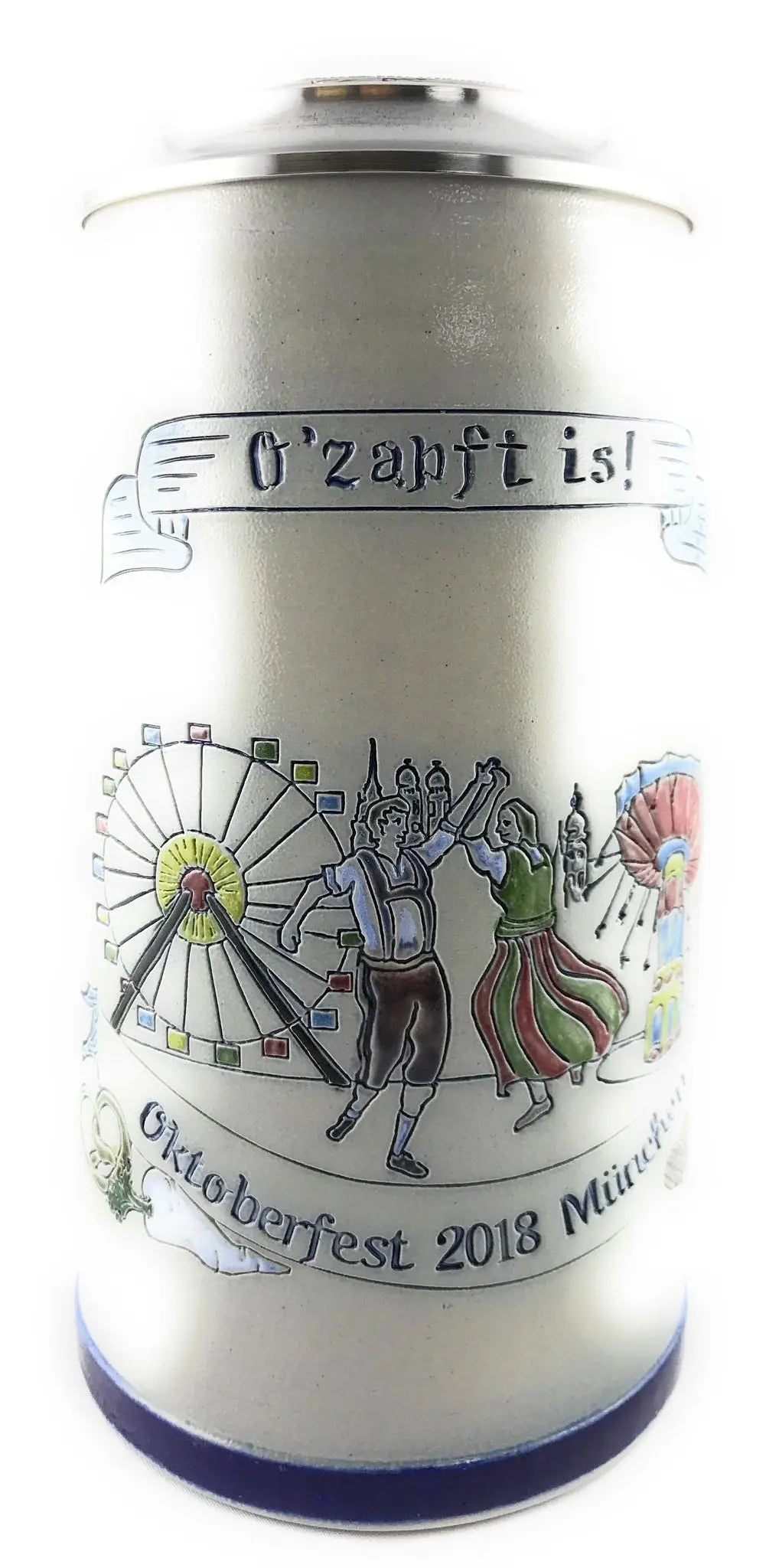 Oktoberfest 2018 salt-glazed 1 liter beer mug Montag Steins & Clocks