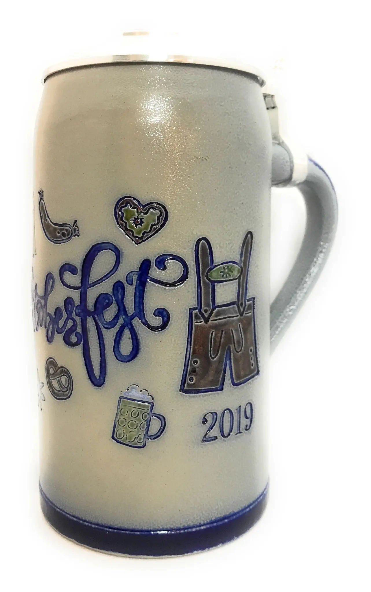 Oktoberfest 2019 salt-glazed 1 liter beer mug Montag Steins & Clocks