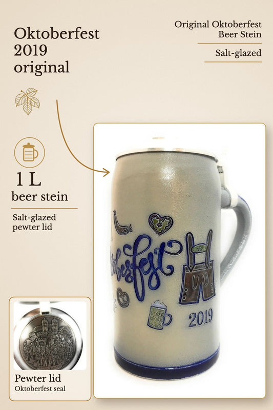 Oktoberfest 2019 salt-glazed 1 liter beer stein | Montag Steins & Clocks