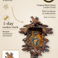 Pine cone cuckoo clock dark stained with two birds, 1 day – VDS certified | Montag Steins & Clocks