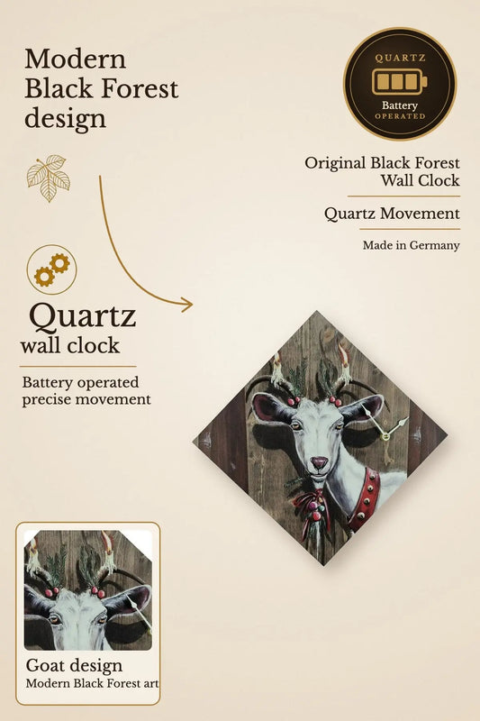 Quartz clock goat design – Trenkle, Black Forest | Montag Steins & Clocks