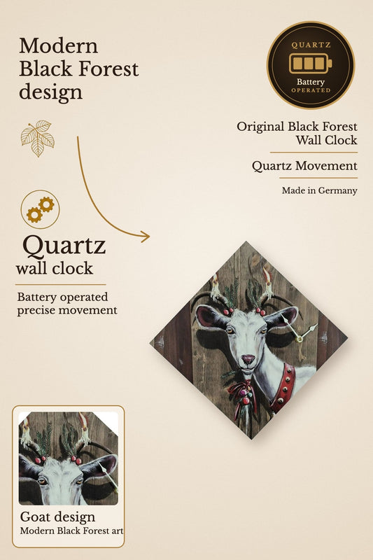 Quartz clock goat design – Trenkle, Black Forest | Montag Steins & Clocks
