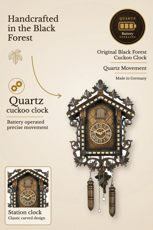 Quartz cuckoo clock station clock with music | Montag Steins & Clocks