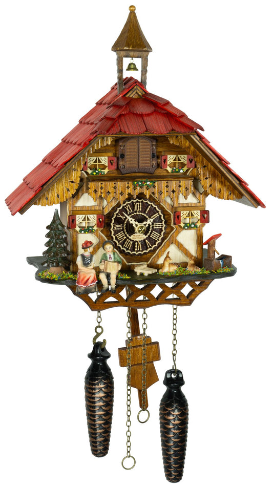 Quartz clock with 2 seated figures and bell tower Trenkle