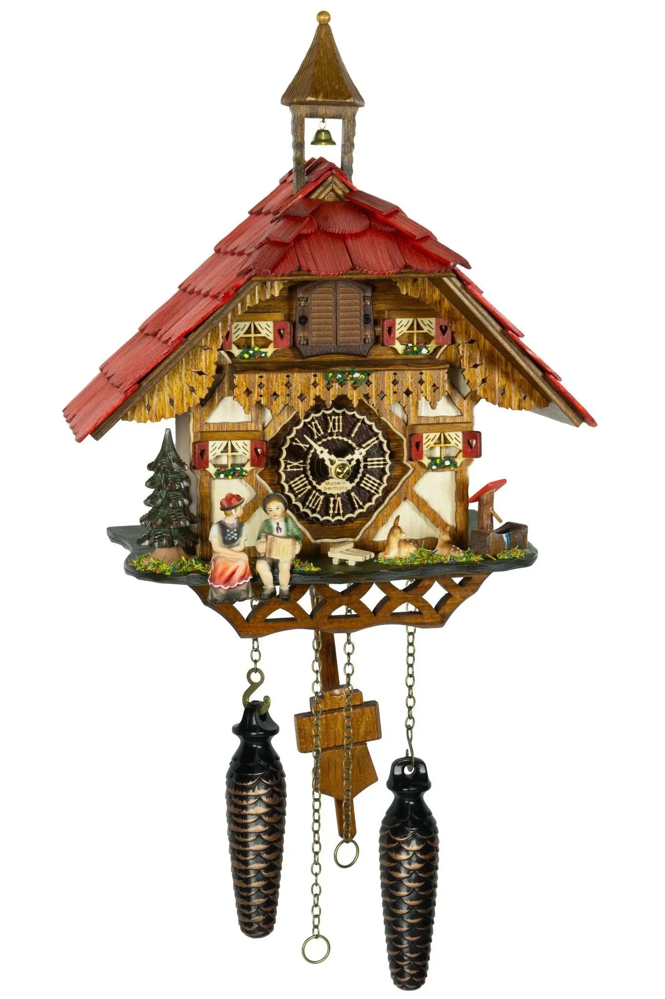 Quartz clock with 2 seated figures and bell tower Trenkle
