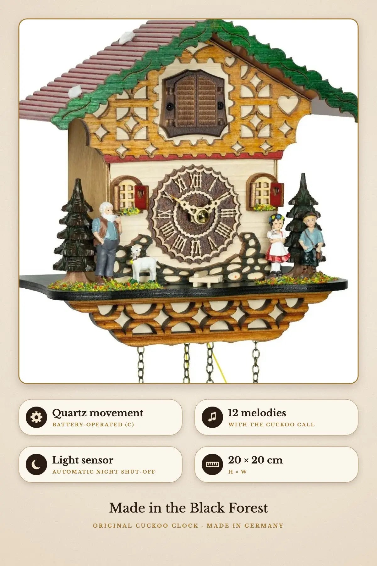 Heidi and Peter rocking Heidi – 12 melodies, 20 × 20 cm | Montag Steins & Clocks