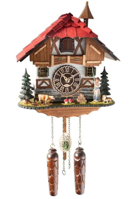 Quartz cuckoo clock with music, bell ringer with cow Trenkle
