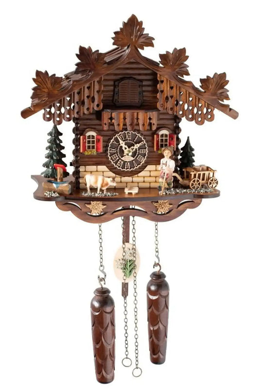 Quartz cuckoo clock with music, young hiker with cow Trenkle