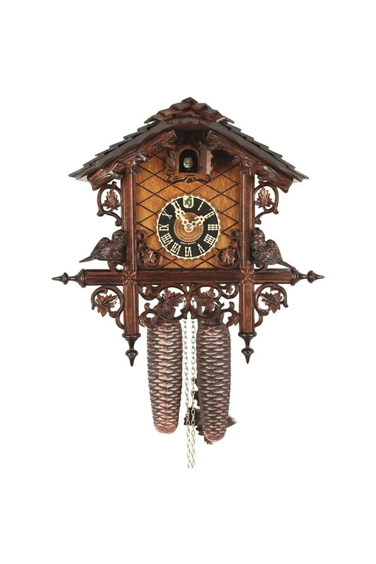 Railroad cottage with shingled roof and 2 birds Hoenes