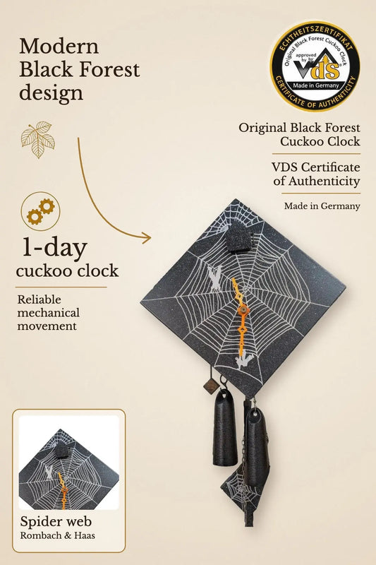 Spider web one day cuckoo clock – Rombach & Haas, Black Forest | Montag Steins & Clocks