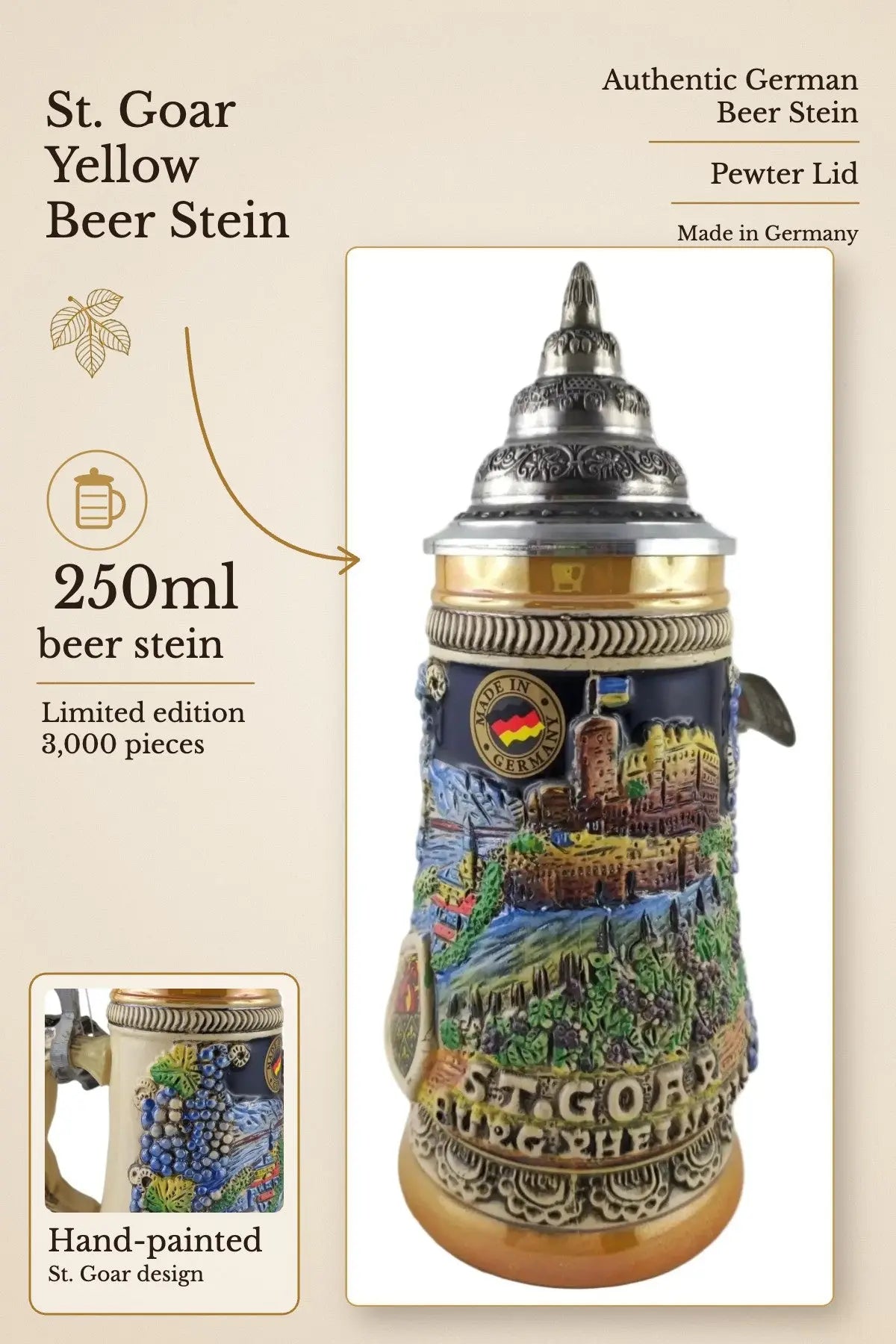St. Goar 250ml yellow beer stein – hero