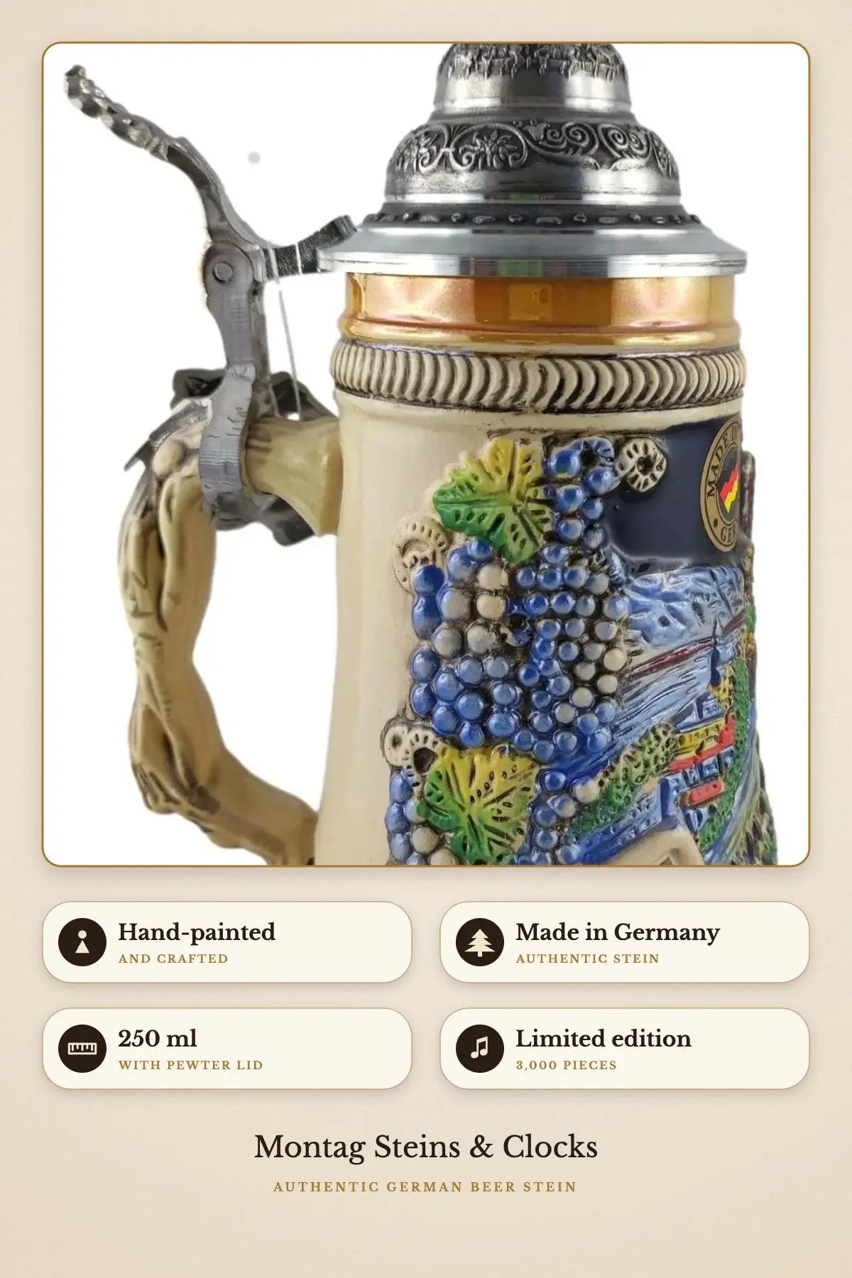 St. Goar 250ml yellow beer stein – detail 1