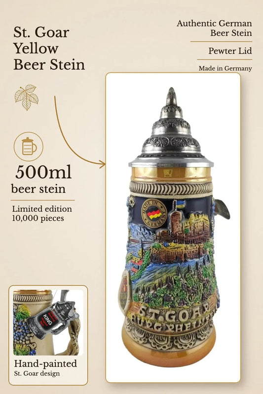 St. Goar 500ml yellow beer stein – hero