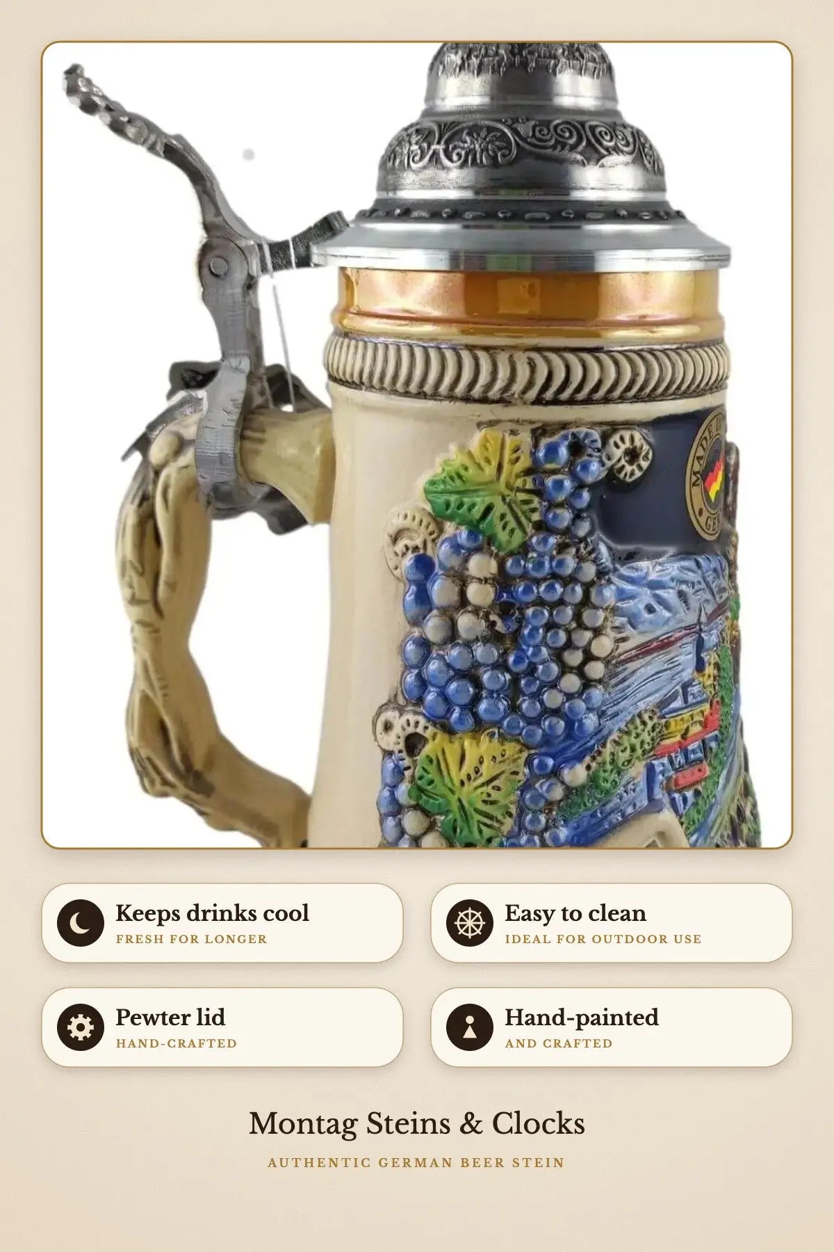 St. Goar 500ml yellow beer stein – detail 2