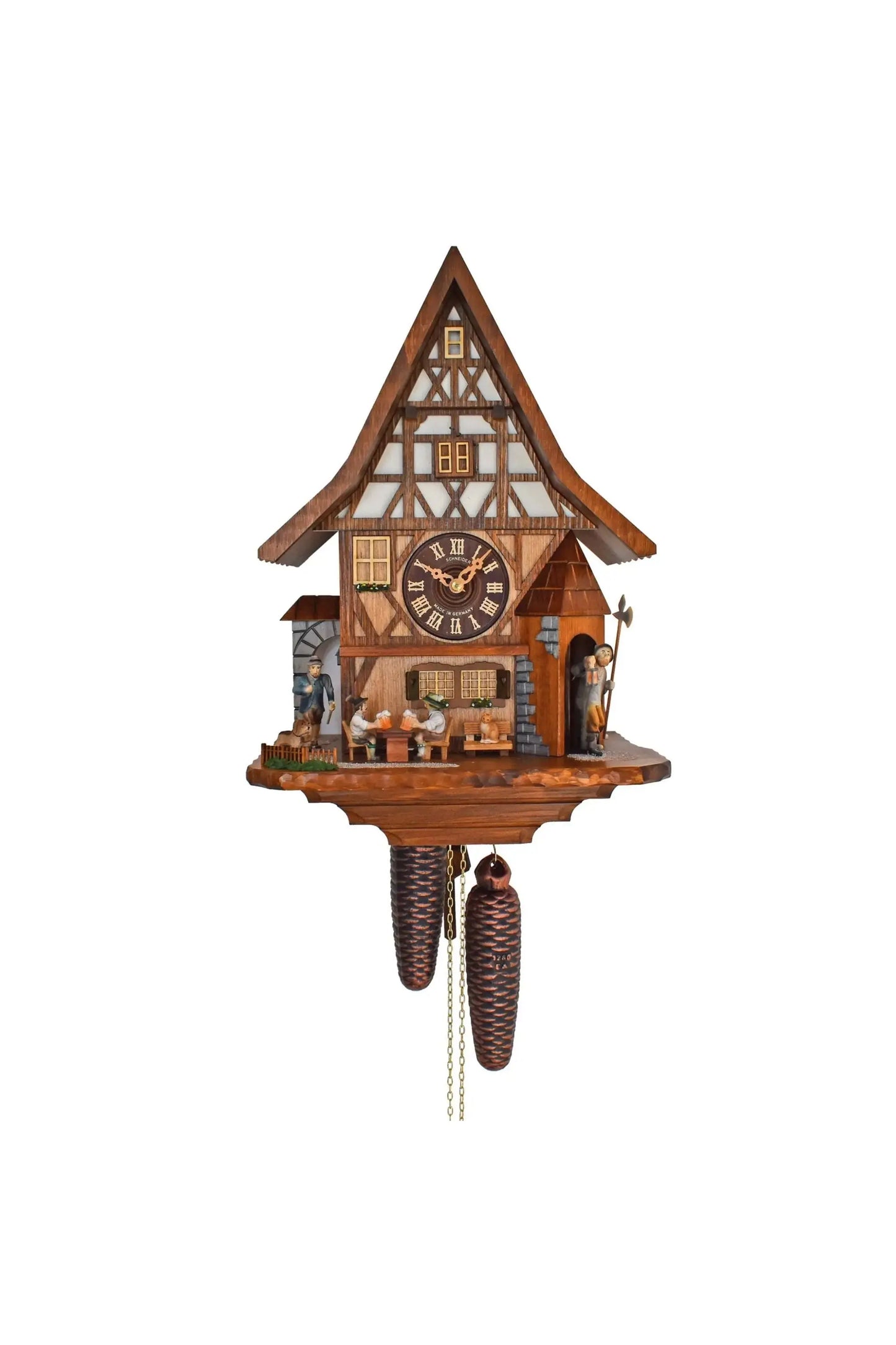 Town house with night watchman 8-day cuckoo clock Anton Schneider