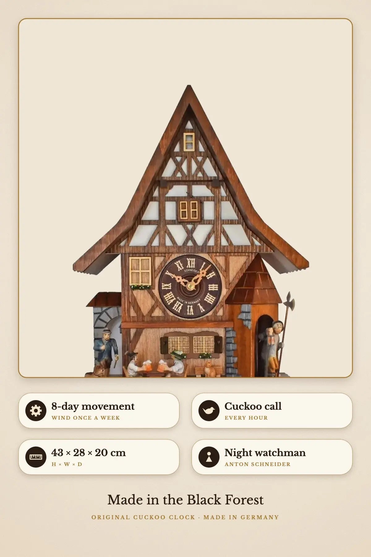 8-day movement, cuckoo call, 43 x 28 x 20 cm | Montag Steins & Clocks