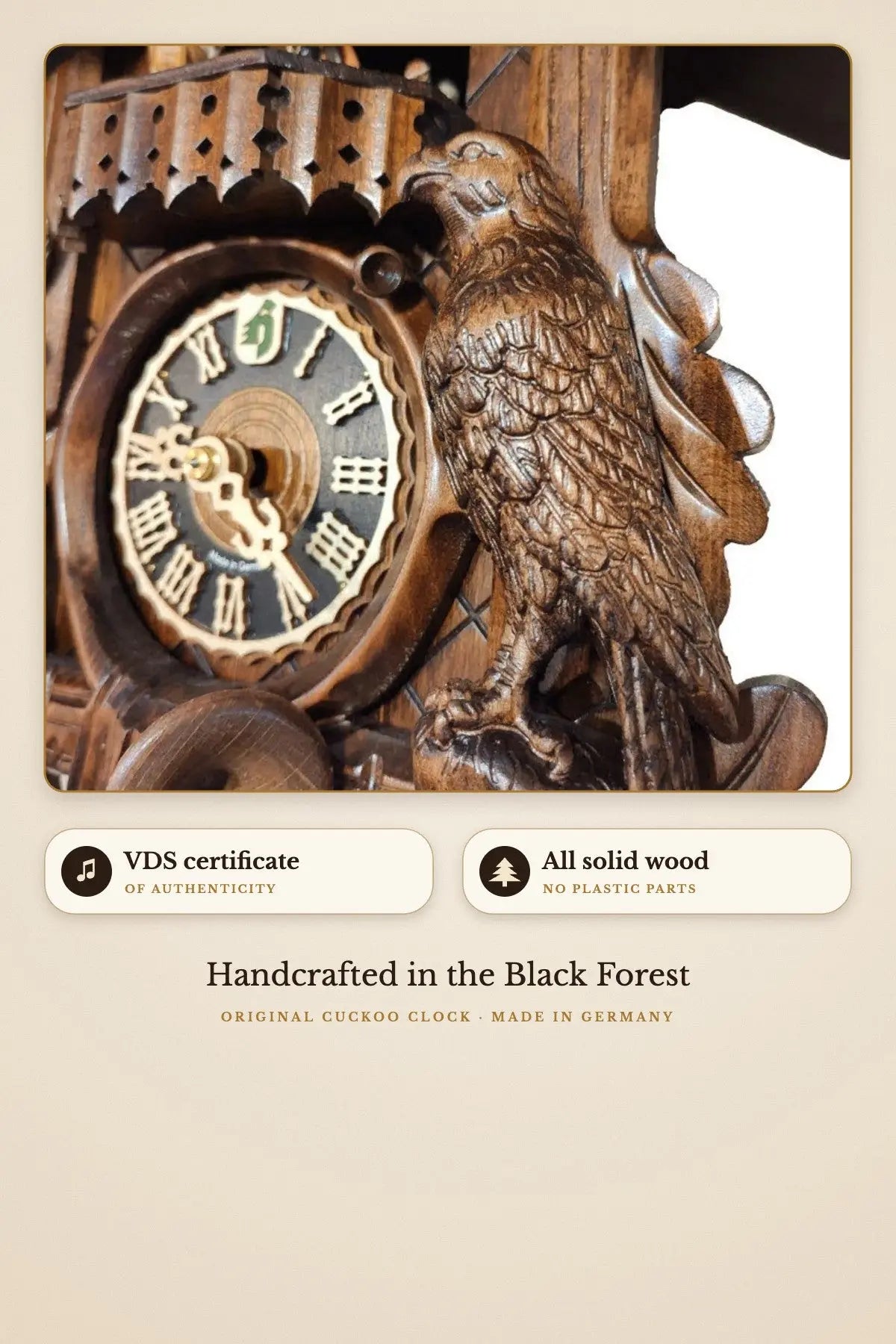 Wild life hunting piece 1-day cuckoo clock – detail 3