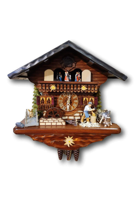 Wood chopper with dog 1 day cuckoo clock with music Hekas