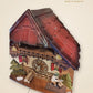 Side view with red roof shingles and moving wood chopper | Montag Steins & Clocks