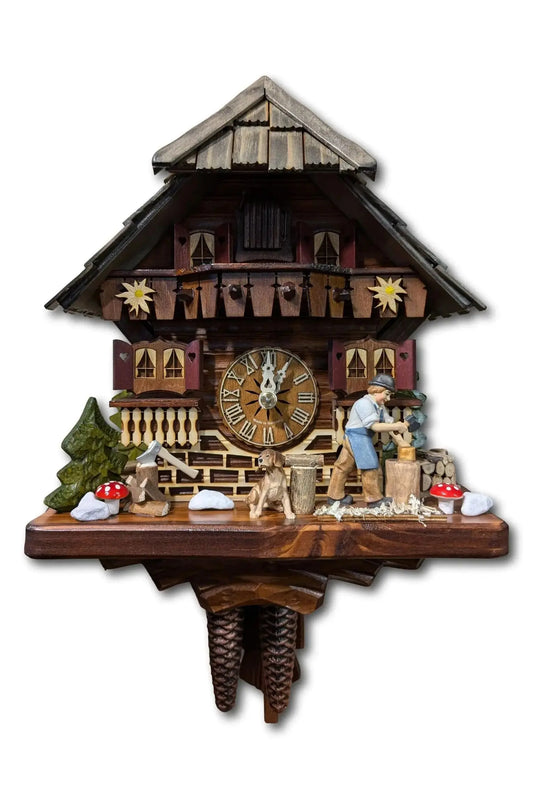 Reloj cucú de 1 día Woodchopper con techo gris