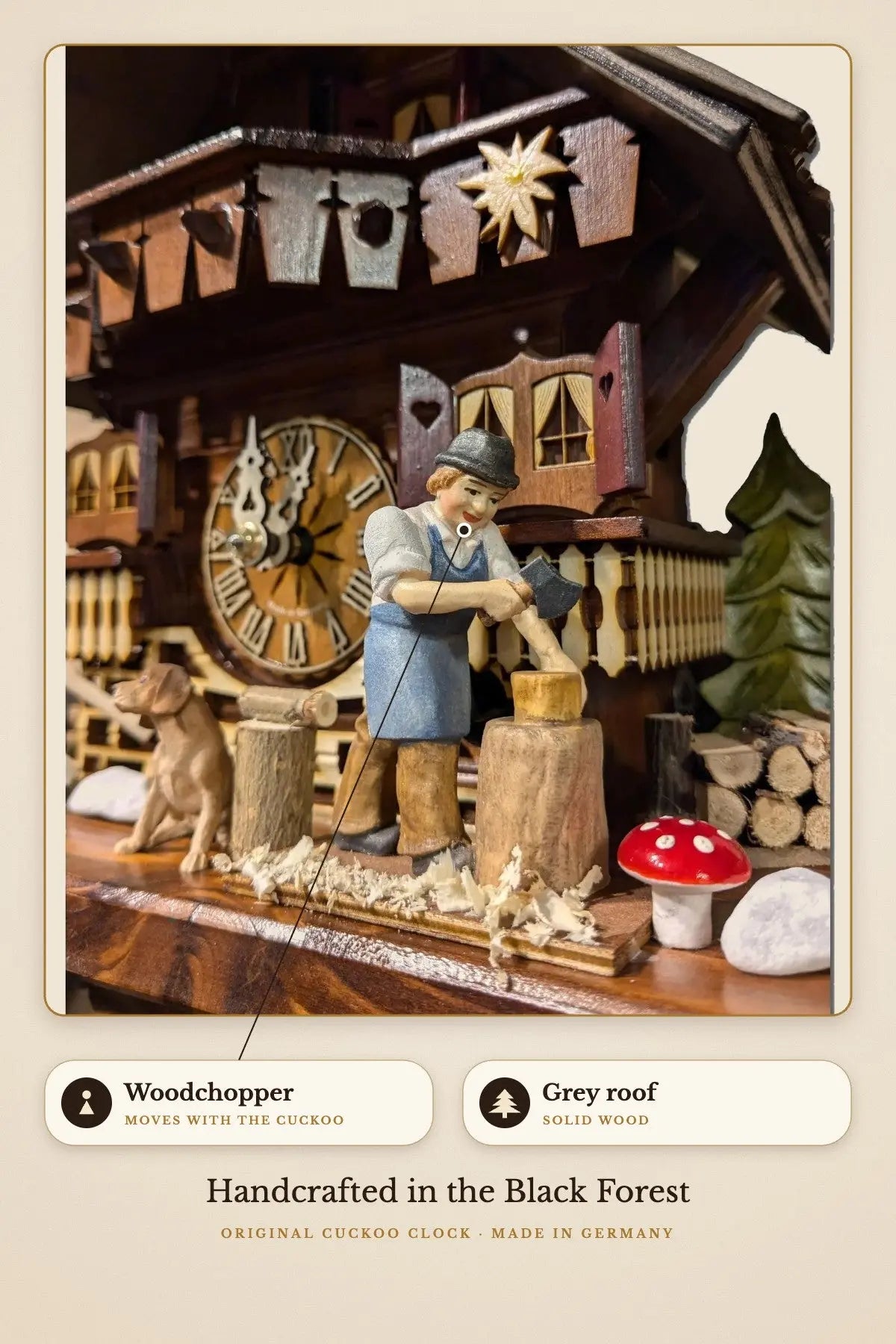 Woodchopper moving with the cuckoo call | Montag Steins & Clocks