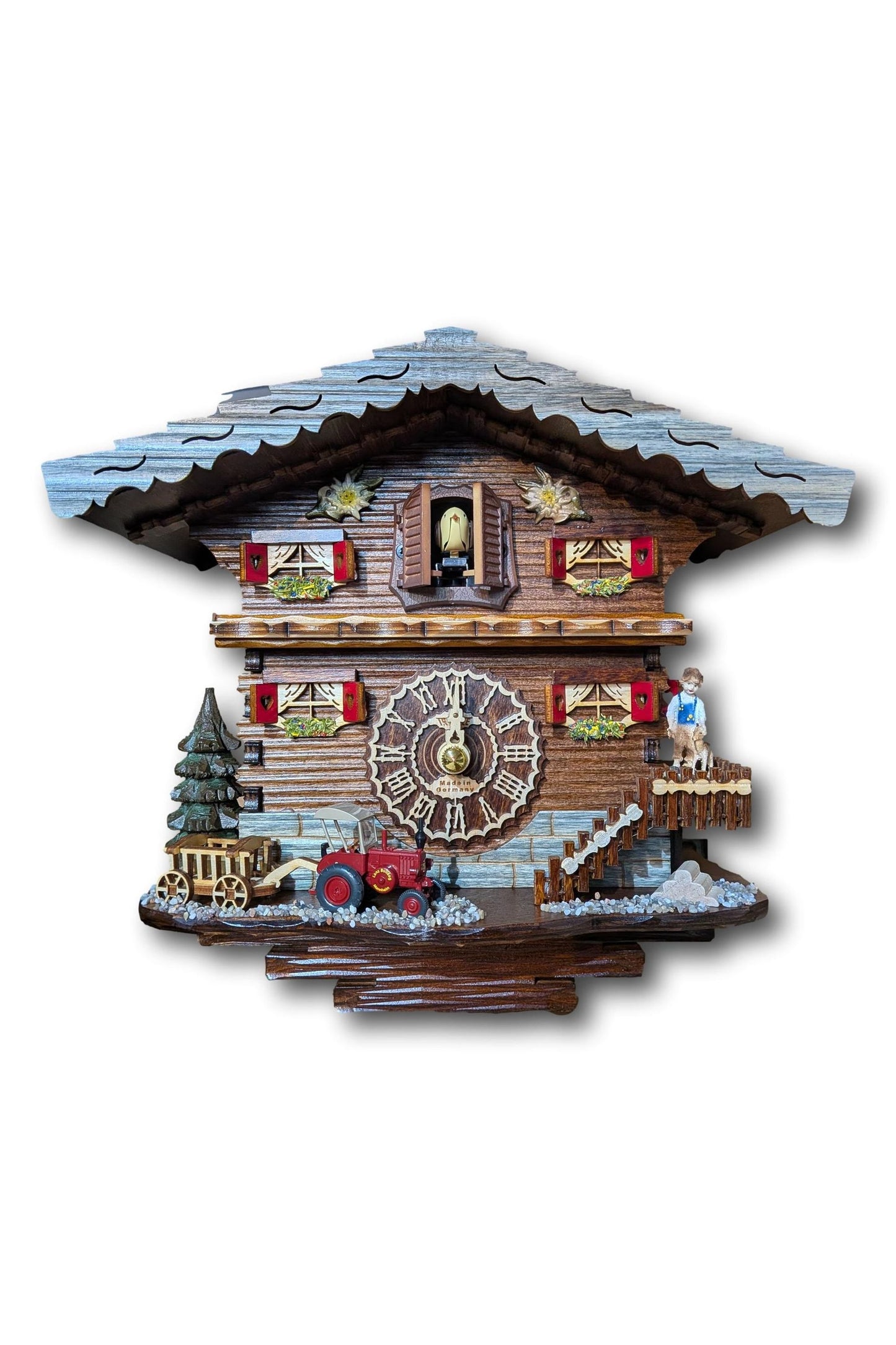Black Forest Cuckoo Clock with Tractor and Farm Scene